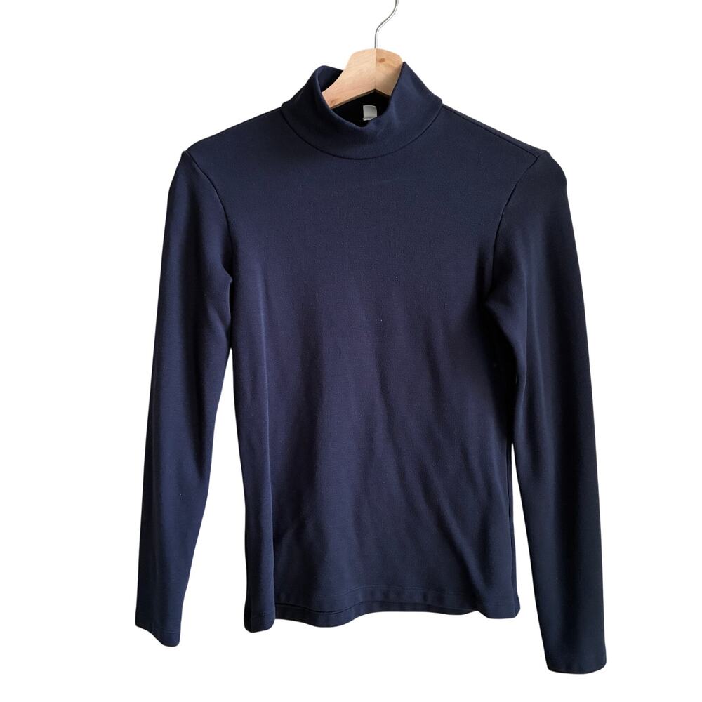 Uniqlo navy blue turtleneck sweater fleece lined heattech ultra warm women's S